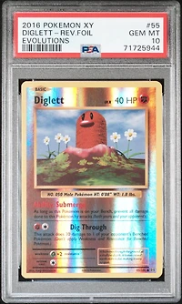 2016 Pokemon Xy Evolutions 55 Diglett-reverse Foil PSA 10