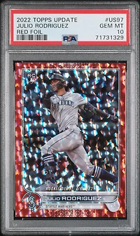 2022 Topps Update Us97 Julio Rodriguez Red Foil PSA 10