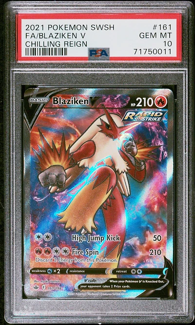 2021 Pokemon Sword & Shield Chilling Reign 161 Full Art/blaziken V PSA