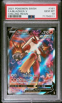 2021 Pokemon Sword & Shield Chilling Reign 161 Full Art/blaziken V PSA