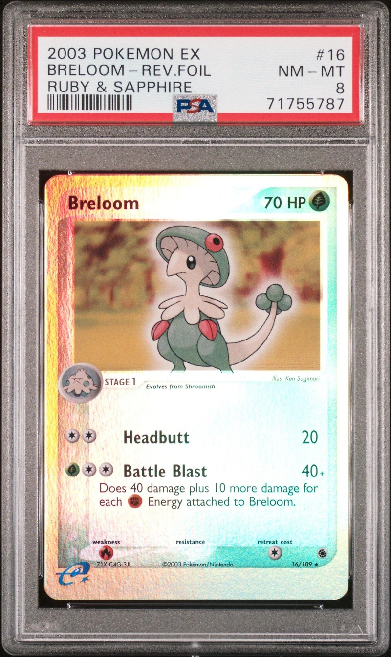 2003 Pokemon Ex Ruby & Sapphire 16 Breloom-reverse Foil PSA 8
