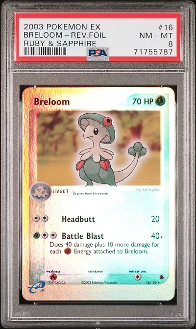 2003 Pokemon Ex Ruby & Sapphire 16 Breloom-reverse Foil PSA 8
