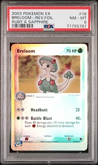 2003 Pokemon Ex Ruby & Sapphire 16 Breloom-reverse Foil PSA 8