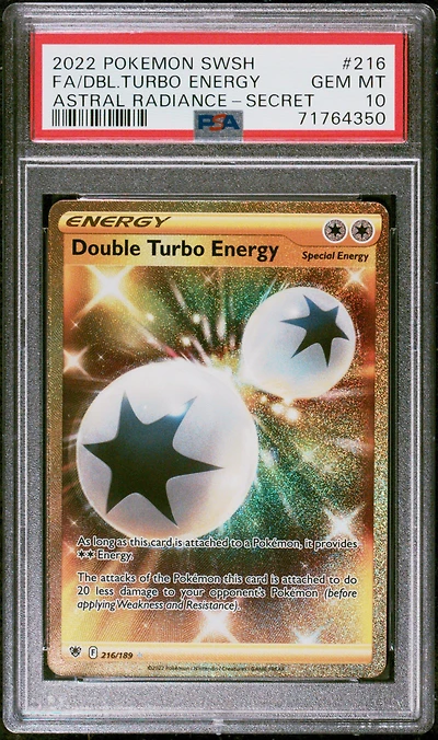 2022 Pokemon Sword & Shield Astral Radiance 216 Full Art/double Turbo Energy Secret PSA 10