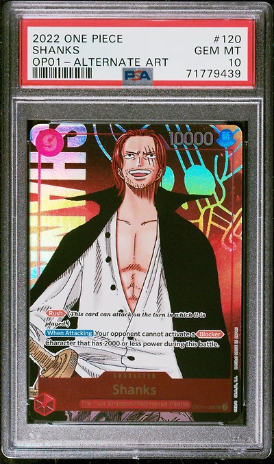 2022 One Piece Op01-romance Dawn 120 Shanks Alternate Art PSA 10