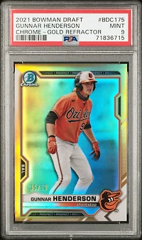 2021 Bowman Draft Bdc175 Gunnar Henderson Chrome-gold Refractor PSA 9