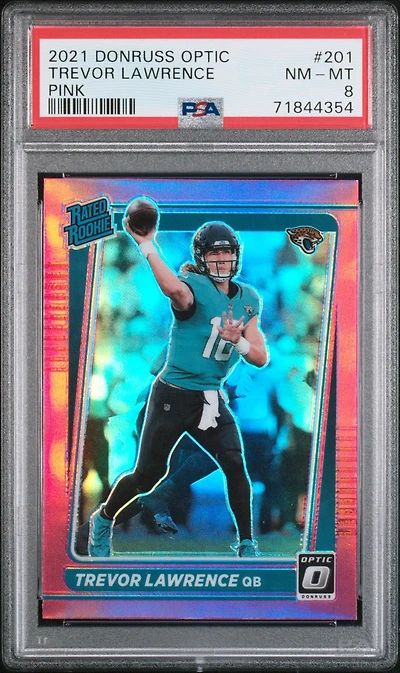 2021 Panini Donruss Optic 201 Trevor Lawrence Pink PSA 8