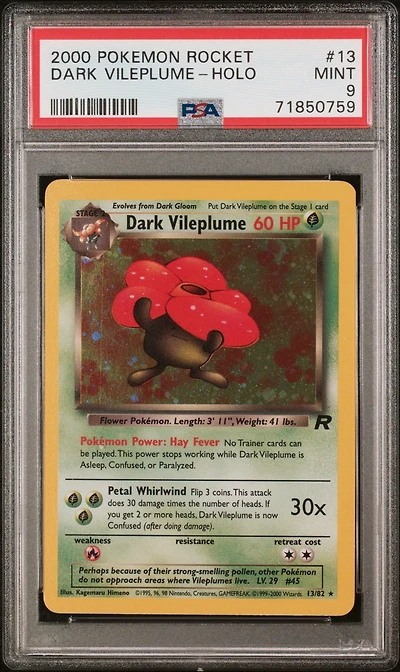 2000 Pokemon Rocket 13 Dark Vileplume PSA