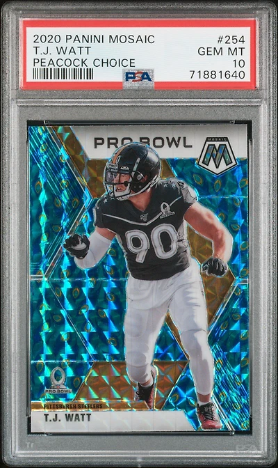 2020 Panini Mosaic 254 T.j. Watt Peacock Choice PSA 10