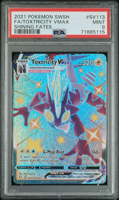 2021 Pokemon Sword & Shield Shining Fates Sv113 Full Art/toxtricity Vmax PSA 9