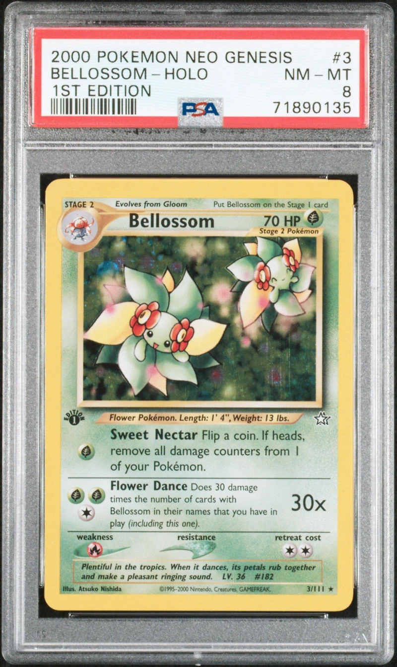 2000 Pokemon Neo Genesis 1st Edition 3 Bellossom PSA 8