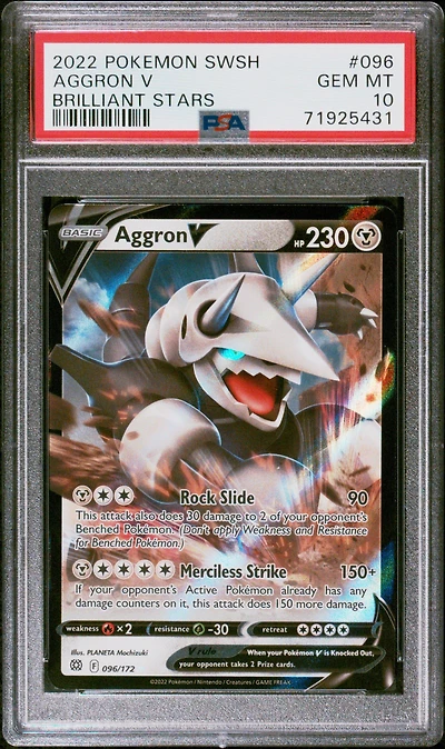 2022 Pokemon Sword & Shield Brilliant Stars 096 Aggron V PSA