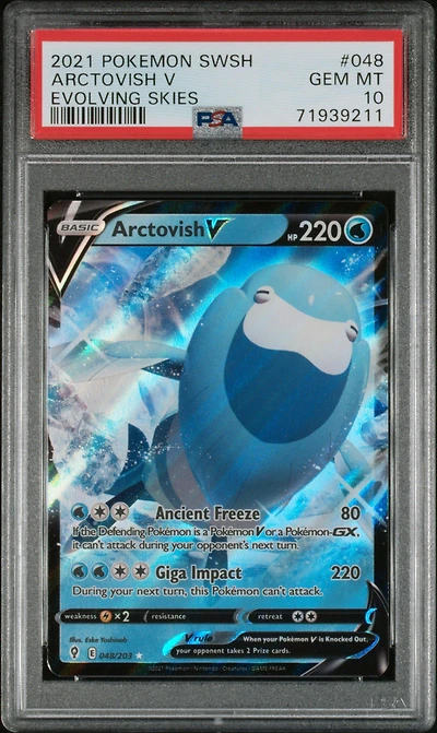 2021 Pokemon Sword & Shield Evolving Skies 048 Arctovish V PSA 10