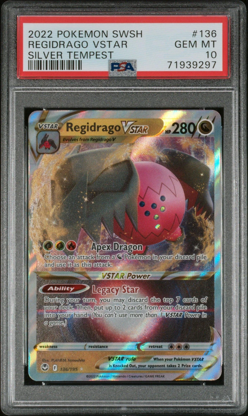 2022 Pokemon Sword & Shield Silver Tempest 136 Regidrago Vstar PSA 10