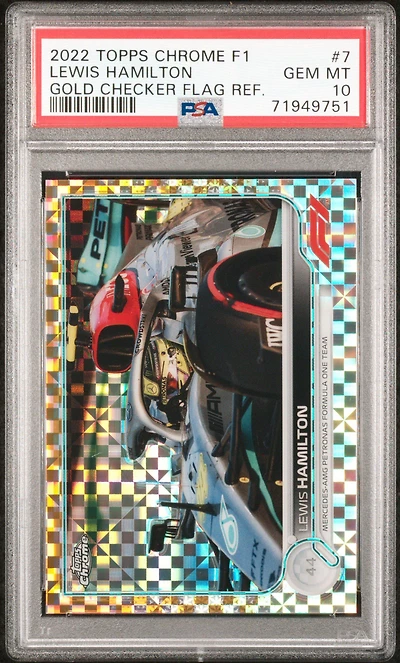 2022 Topps Chrome Formula 1 7 Lewis Hamilton Gold Checker Flag Refractor PSA 10
