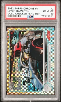 2022 Topps Chrome Formula 1 7 Lewis Hamilton Gold Checker Flag Refractor PSA 10
