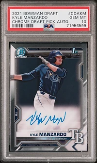 2021 Bowman Draft Chrome Draft Pick Autographs Cdakm Kyle Manzardo PSA 10