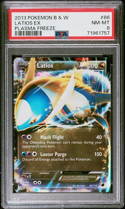 2013 Pokemon Black & White Plasma Freeze 86 Latios Ex PSA 8