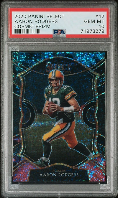 2020 Panini Select 12 Aaron Rodgers Cosmic Prizm PSA 10