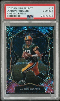 2020 Panini Select 12 Aaron Rodgers Cosmic Prizm PSA 10