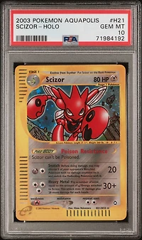 2003 Pokemon Aquapolis H21 Scizor-holo PSA 10
