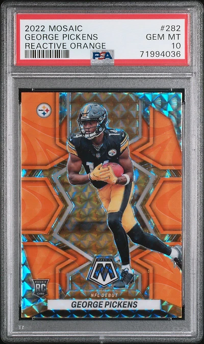 2022 Panini Mosaic 282 George Pickens Reactive Orange PSA