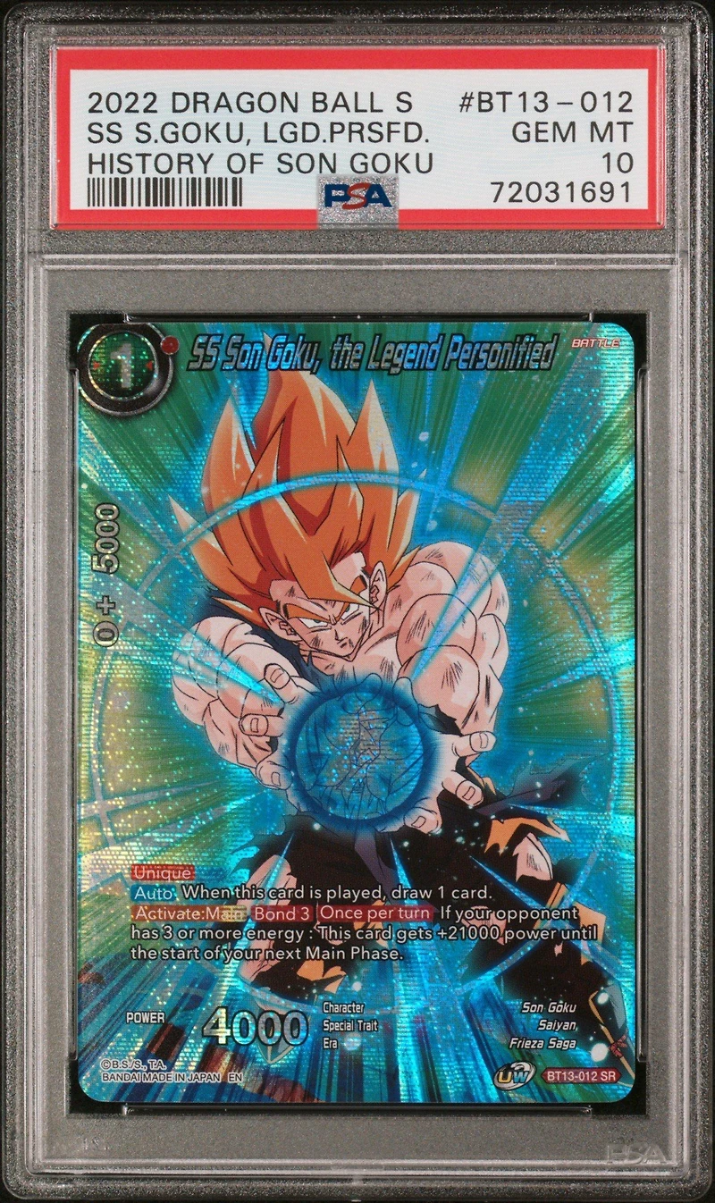 2022 Dragon Ball Super Card Game Theme Selection History Of Son Goku Bt13-012 Ss Son Goku, The Legend Personified PSA 10