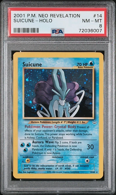 2001 Pokemon Neo Revelation 14 Suicune PSA 8