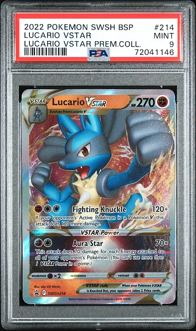 2022 Pokemon Swsh Black Star Promo 214 Lucario Vstar Lucario Vstar Premium Collection PSA 9