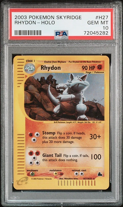 2003 Pokemon Skyridge H27 Rhydon-holo PSA 10