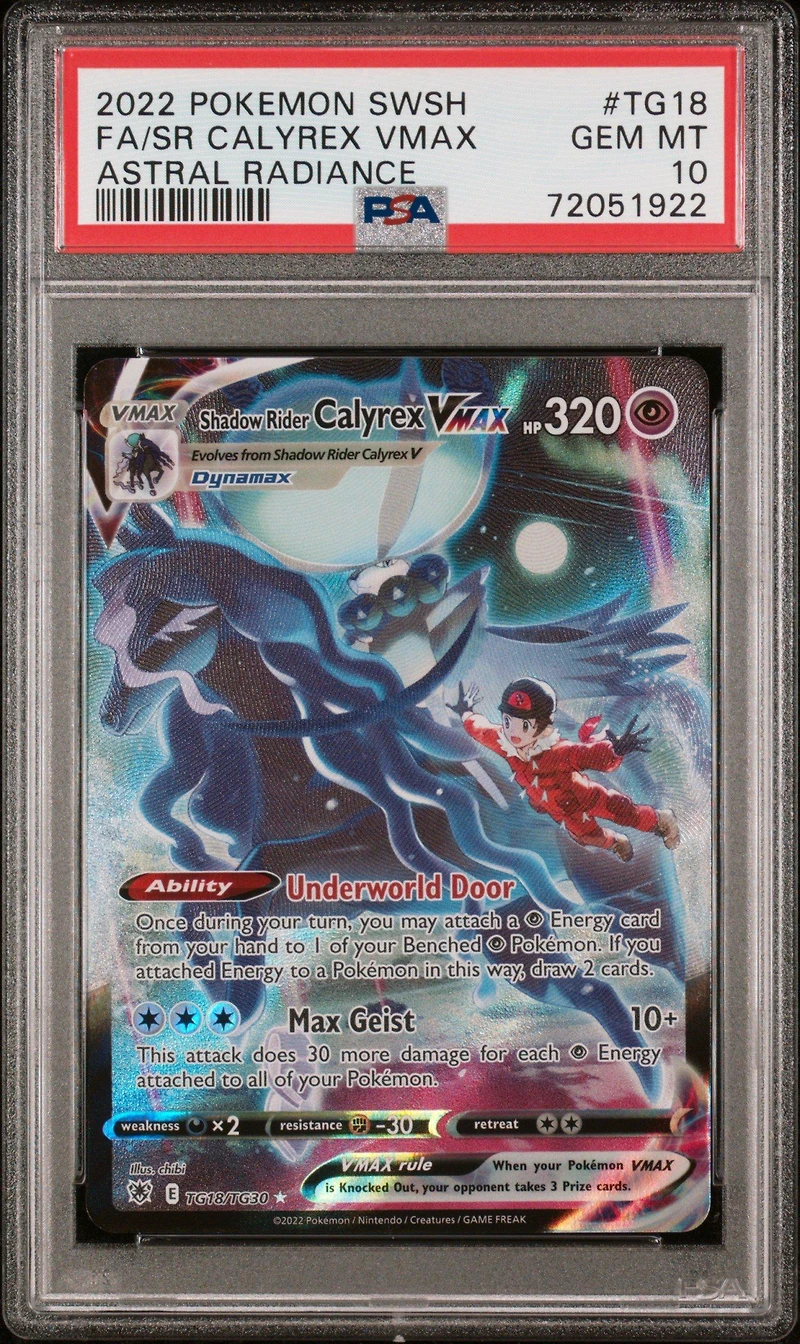 2022 Pokemon Sword & Shield Astral Radiance Tg18 Full Art/shadow Rider Calyrex Vmax PSA 10