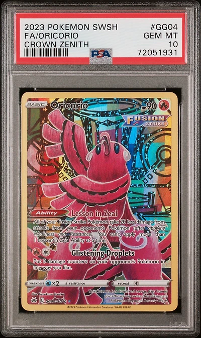 2023 Pokemon Sword And Shield Crown Zenith Gg04 Full Art/oricorio PSA