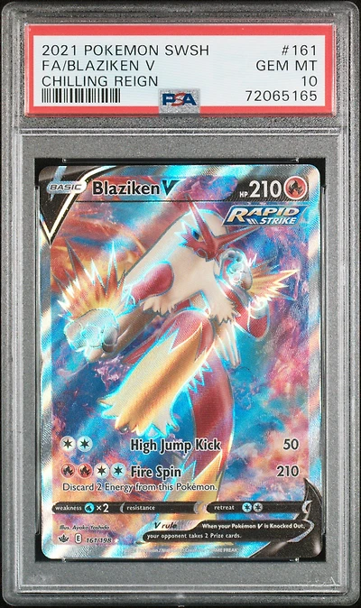 2021 Pokemon Sword & Shield Chilling Reign 161 Fa/blaziken V PSA 10