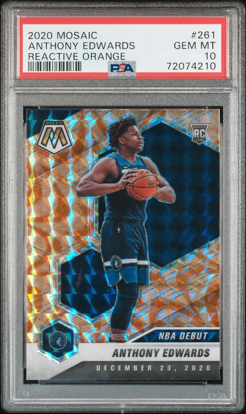 2020 Panini Mosaic 261 Anthony Edwards Reactive Orange PSA 10