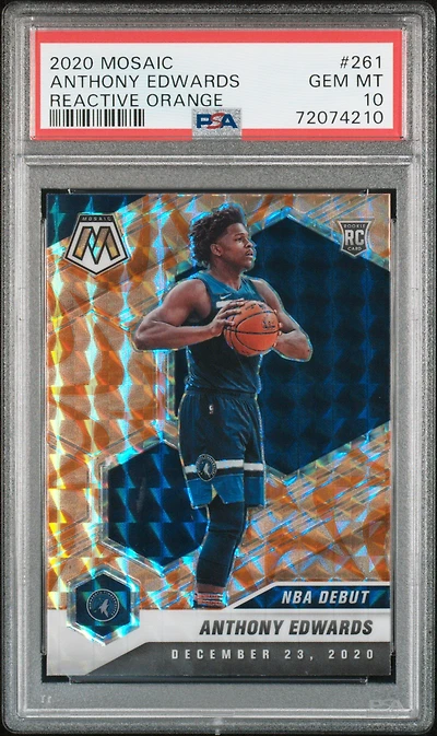 2020 Panini Mosaic 261 Anthony Edwards Reactive Orange PSA 10