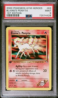 2000 Pokemon Gym Heroes 63 Blaine's Ponyta 1st Edition PSA