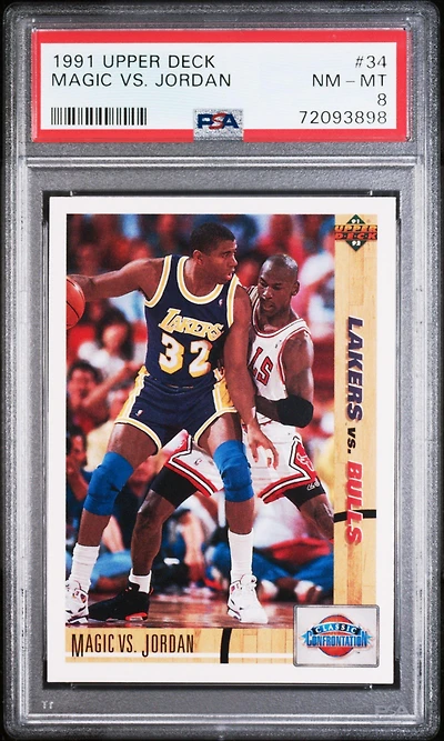 1991 Upper Deck 34 Magic Vs. Jordan PSA 8