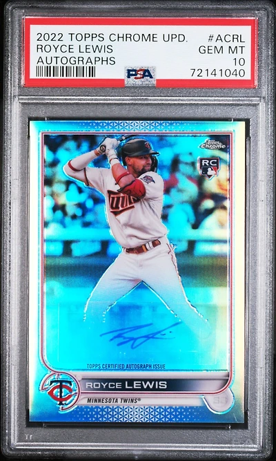 2022 Topps Chrome Update Autographs Acrl Royce Lewis PSA 10