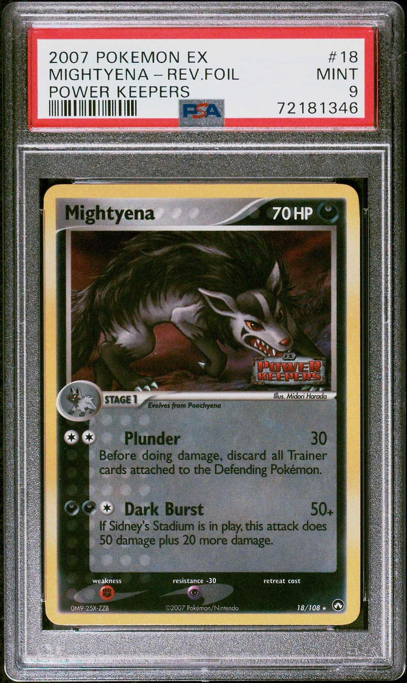 2007 Pokemon Ex Power Keepers 18 Mightyena-reverse Foil PSA 9