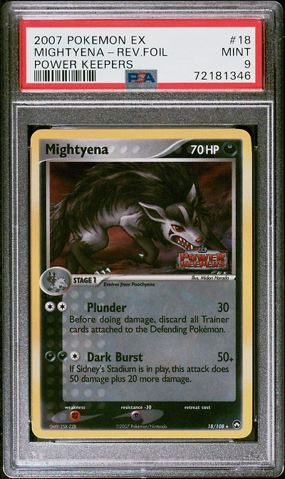2007 Pokemon Ex Power Keepers 18 Mightyena-reverse Foil PSA 9