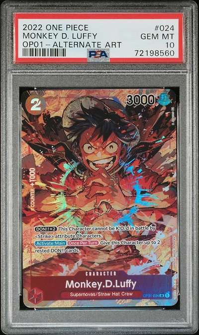 2022 One Piece Op01-romance Dawn Monkey D. Luffy Alternate Art PSA 10