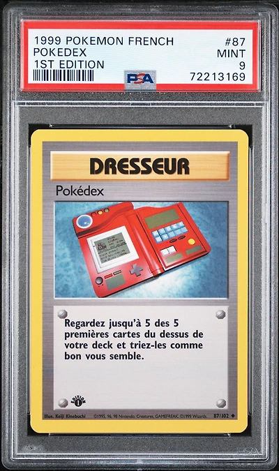 1999 Pokemon French 87 Pokedex 1st Edition PSA 9