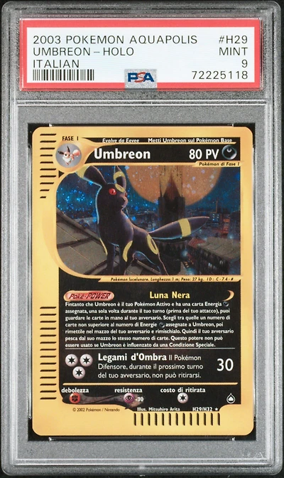 2003 Pokemon Aquapolis H29 Umbreon-holo Italian PSA 9