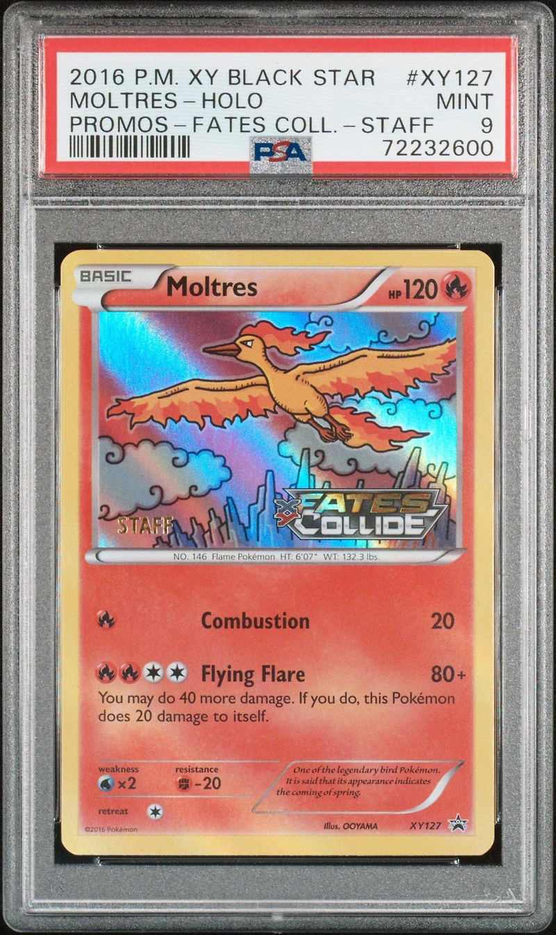 2016 Pokemon Xy Black Star Promo Xy127 Moltres-holo Fates Collide-staff PSA 9