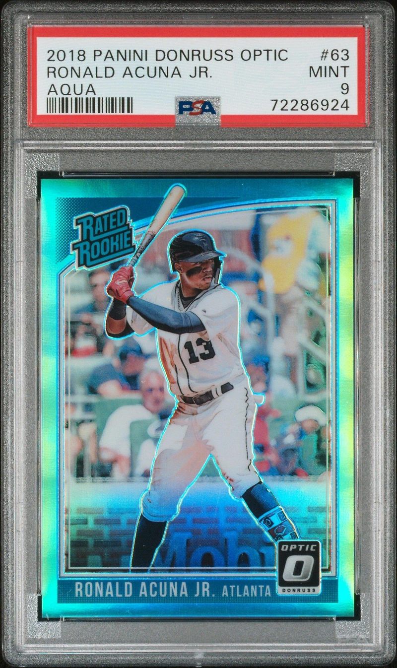 2018 Panini Donruss Optic 63 Ronald Acuna Jr. Aqua PSA 9