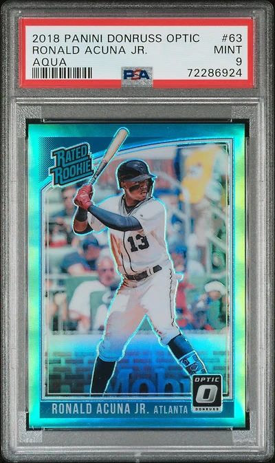 2018 Panini Donruss Optic 63 Ronald Acuna Jr. Aqua PSA 9