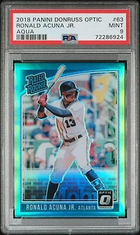 2018 Panini Donruss Optic 63 Ronald Acuna Jr. Aqua PSA 9