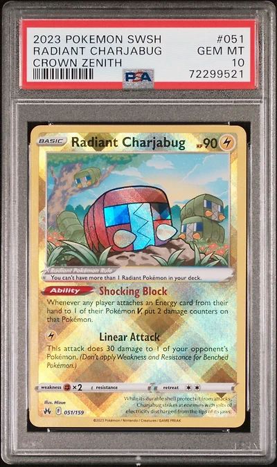 2023 Pokemon Sword And Shield Crown Zenith 051 Radiant Charjabug PSA