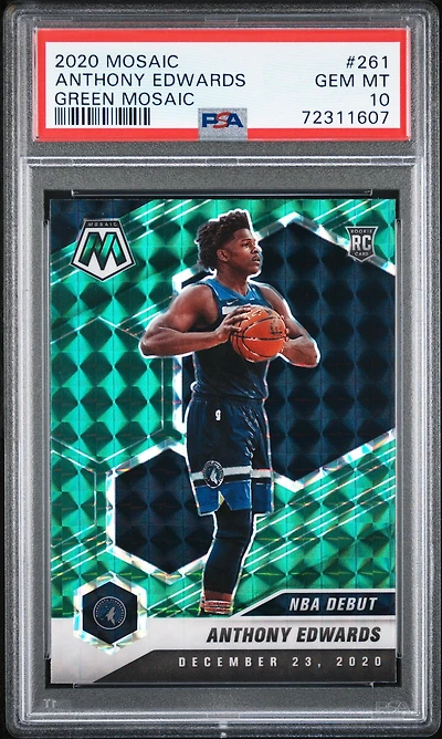 2020 Panini Mosaic 261 Anthony Edwards Green Mosaic PSA 10
