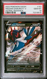 2022 Pokemon Sword & Shield Astral Radiance 101 Hisuian Samurott V PSA